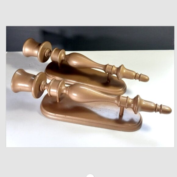 Charles Lester's Wood Wall Sconces Pair Vintage Mid Century Bronze Painted - Picture 3 of 9